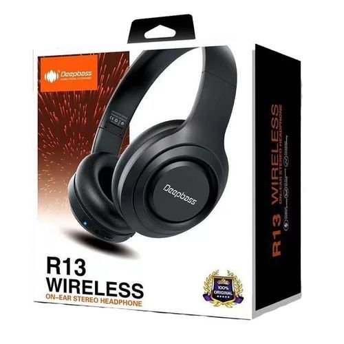 Deep Bass R13 ecouteurs Casque Bluetooth V5.3 + sans fil TSuppor TF Card-FM-Audio input NOIR