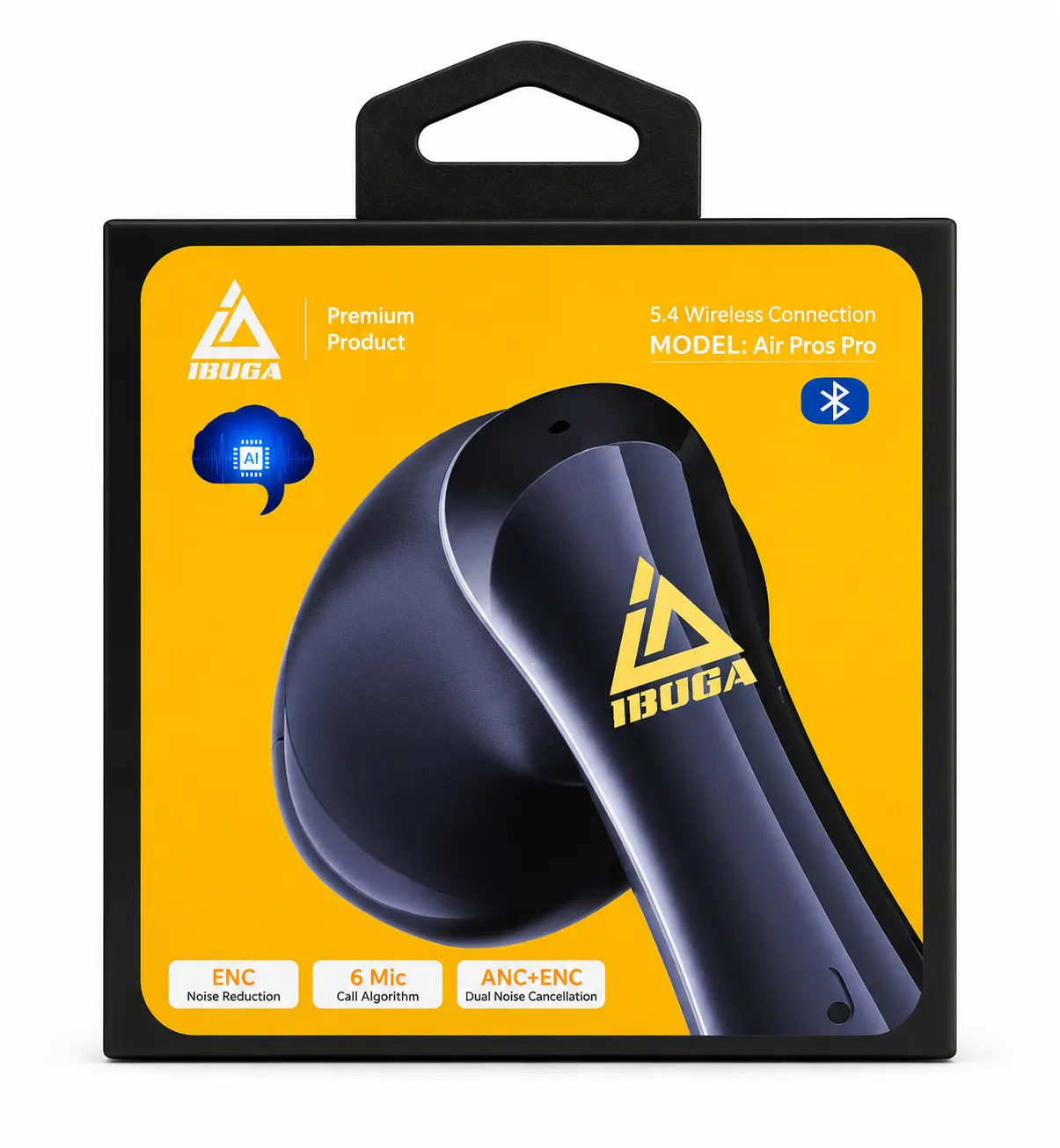 airpods iboga air pros pro – BT 5.4, 48H Battery, AI ANC ENC, 6 Mics for Business & Music