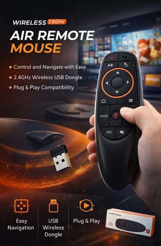 G10S Air Mouse Remote Control, PC Remote Control 2.4GHz Bluetooth Remote Control with 6 Axis Gyroscope, USB Voice Control Remote Control for Smart TV, PC, for Google Android TV Box