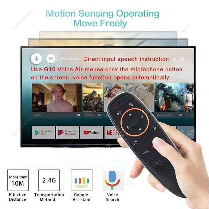 G10S Air Mouse Remote Control, PC Remote Control 2.4GHz Bluetooth Remote Control with 6 Axis Gyroscope, USB Voice Control Remote Control for Smart TV, PC, for Google Android TV Box