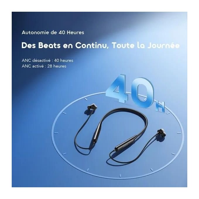 Oraimo Necklace 5 – Écouteurs Bluetooth Tour de Cou avec ANC et HavBass