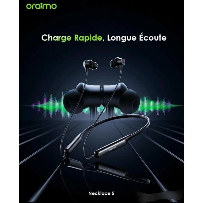 Oraimo Necklace 5 – Écouteurs Bluetooth Tour de Cou avec ANC et HavBass