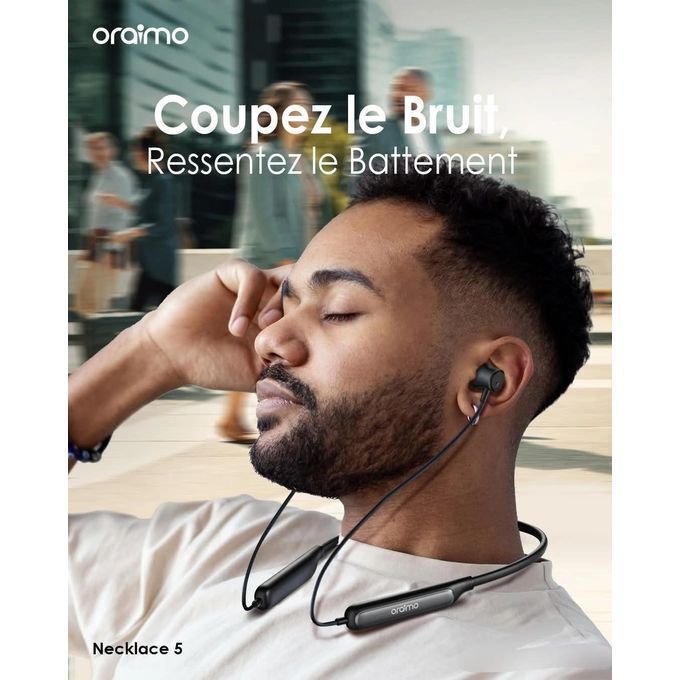 Oraimo Necklace 5 – Écouteurs Bluetooth Tour de Cou avec ANC et HavBass