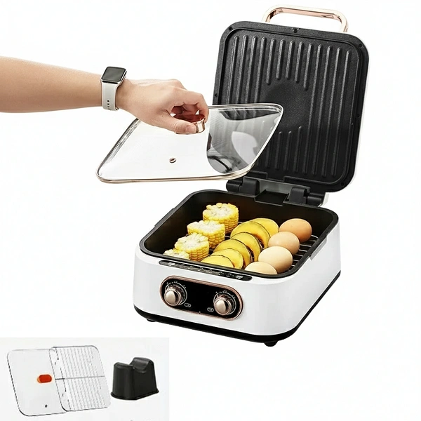 Grill Électrique Multifonction 2-en-1 – Barbecue & Mijoteuse Portable avec Contrôle de Température Double 5L – Marque : Silver crest S/C 9826