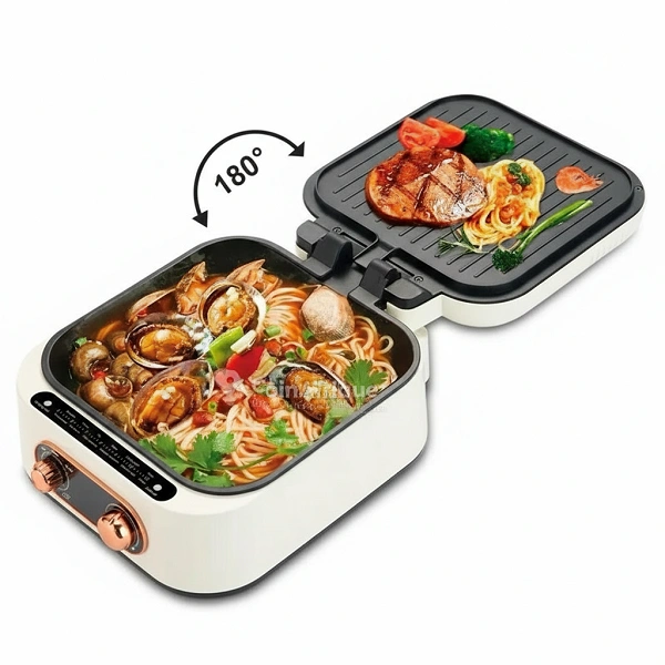 Grill Électrique Multifonction 2-en-1 – Barbecue & Mijoteuse Portable avec Contrôle de Température Double 5L – Marque : Silver crest S/C 9826